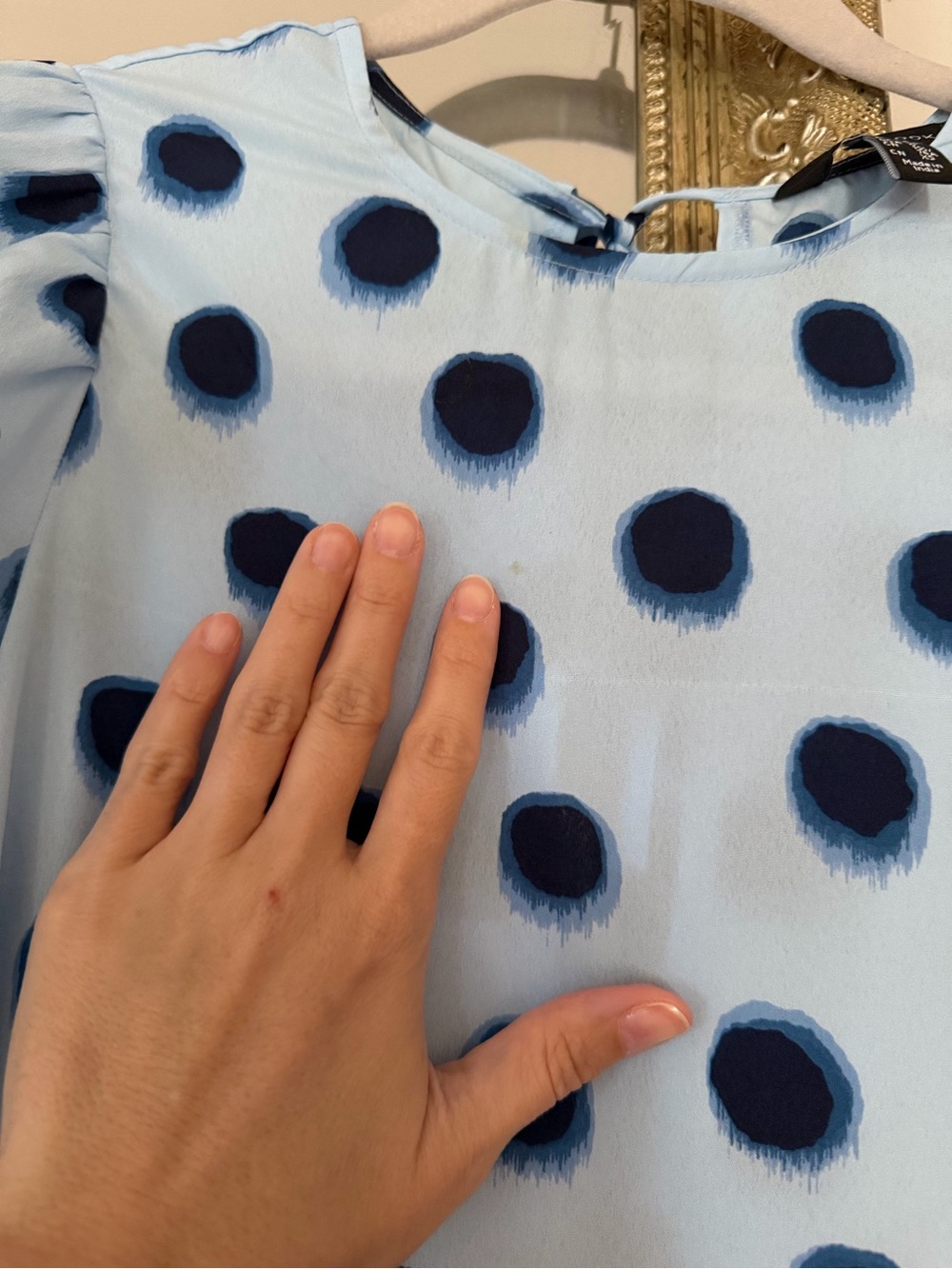 New Look Light Blue Midi Dress with Navy Polka Dots - Picture 5 of 5